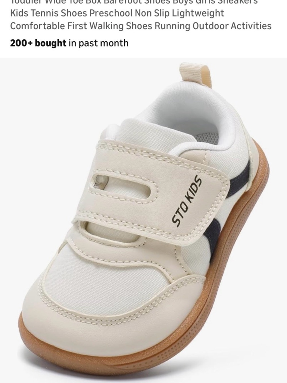 STO KIDS Cream & Black Toddler Sneakers with Easy Velcro